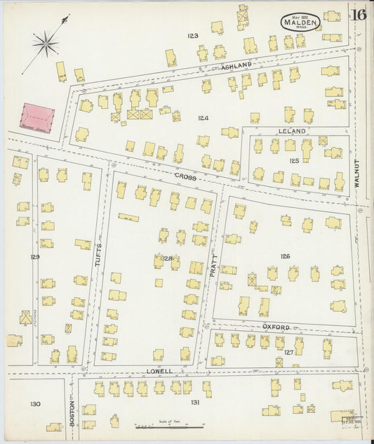 Sanborn Fire Insurance Map from Malden, Middlesex County, Massachusetts (1892), Sheet #0016 - Historic Sanborn Fire Insurance Map Print, vintage old map wall art, antique decor, genealogy gift, Massachusetts Massachusetts map