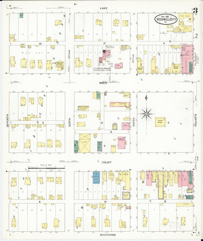 Sanborn Fire Insurance Map from Rockwell City, Calhoun County, Iowa (1909), Sheet #0003 - Historic Sanborn Fire Insurance Map Print, vintage old map wall art