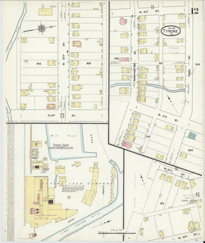 Sanborn Fire Insurance Map from Tyrone, Blair County, Pennsylvania (1911), Sheet #0012 - Complete Map Set gallery image, historic Sanborn map, vintage wall art, Pennsylvania Pennsylvania