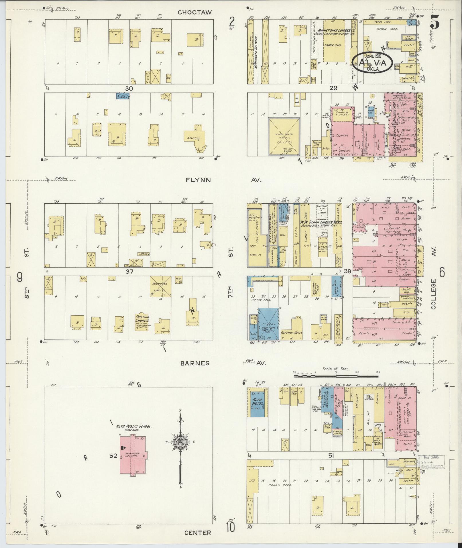 Sanborn Fire Insurance Map from Alva, Woods County, Oklahoma (1914), Sheet #0005 - Historic Sanborn Fire Insurance Map Print, vintage old map wall art, antique decor, genealogy gift, Oklahoma Oklahoma map