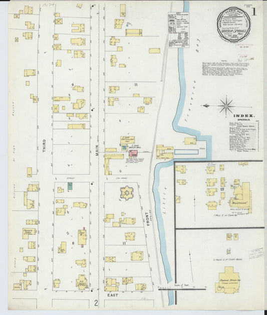 Sanborn Fire Insurance Map from Harbor Springs, Emmet County, Michigan (1896), Sheet #0001 - Historic Sanborn Fire Insurance Map Print, vintage old map wall art, antique decor, genealogy gift, Michigan Michigan map