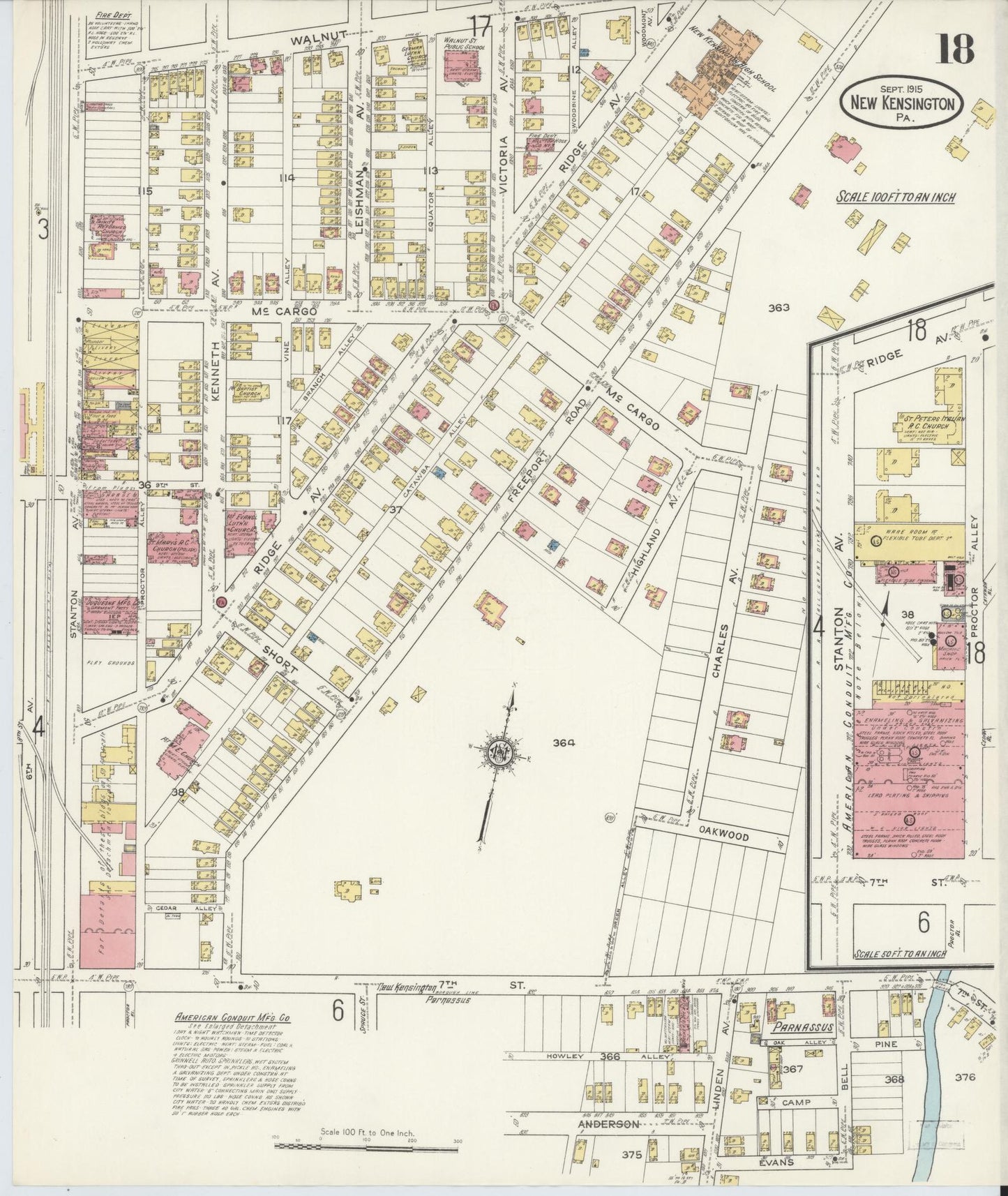 Sanborn Fire Insurance Map from New Kensington, Westmoreland County, Pennsylvania (1915), Sheet #0018 - Complete Map Set gallery image, historic Sanborn map, vintage wall art, Pennsylvania Pennsylvania