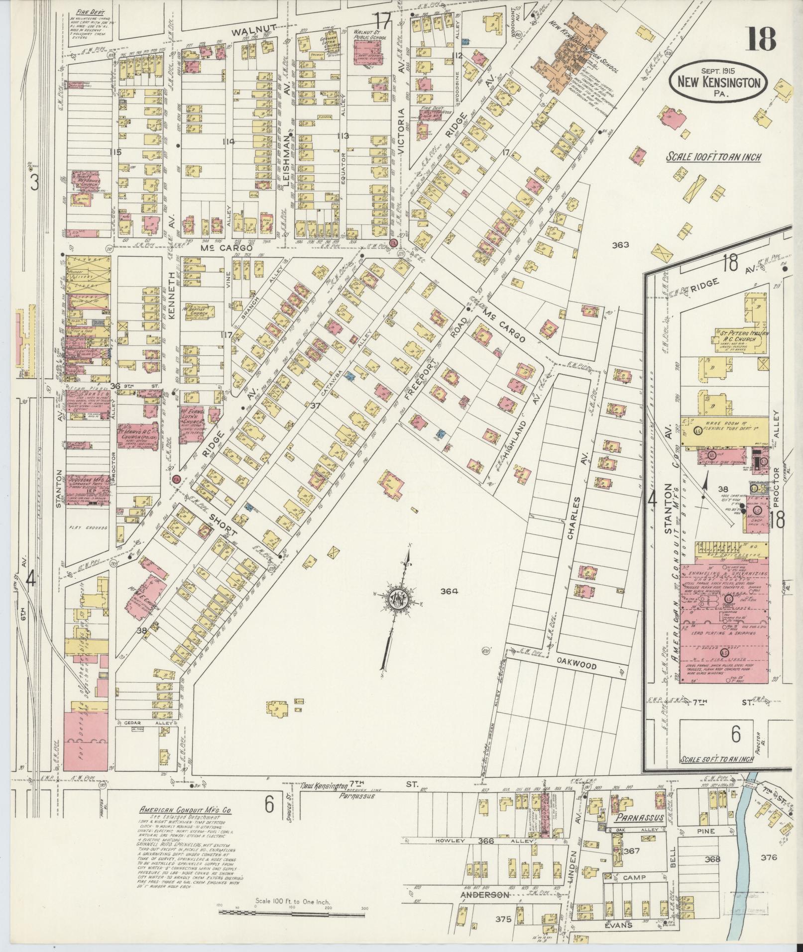 Sanborn Fire Insurance Map from New Kensington, Westmoreland County, Pennsylvania (1915), Sheet #0018 - Complete Map Set gallery image, historic Sanborn map, vintage wall art, Pennsylvania Pennsylvania