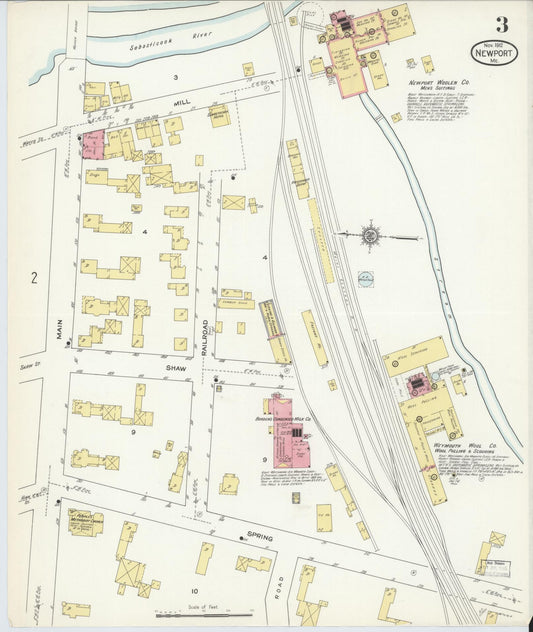 Sanborn Fire Insurance Map from Newport, Penobscot County, Maine (1912), Sheet #0003 - Historic Sanborn Fire Insurance Map Print, vintage old map wall art, antique decor, genealogy gift, Maine Maine map