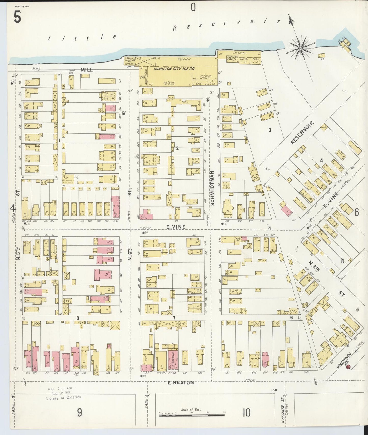 Sanborn Fire Insurance Map from Hamilton, Butler County, Ohio (1899), Sheet #0005 - Complete Map Set gallery image, historic Sanborn map, vintage wall art, Ohio Ohio
