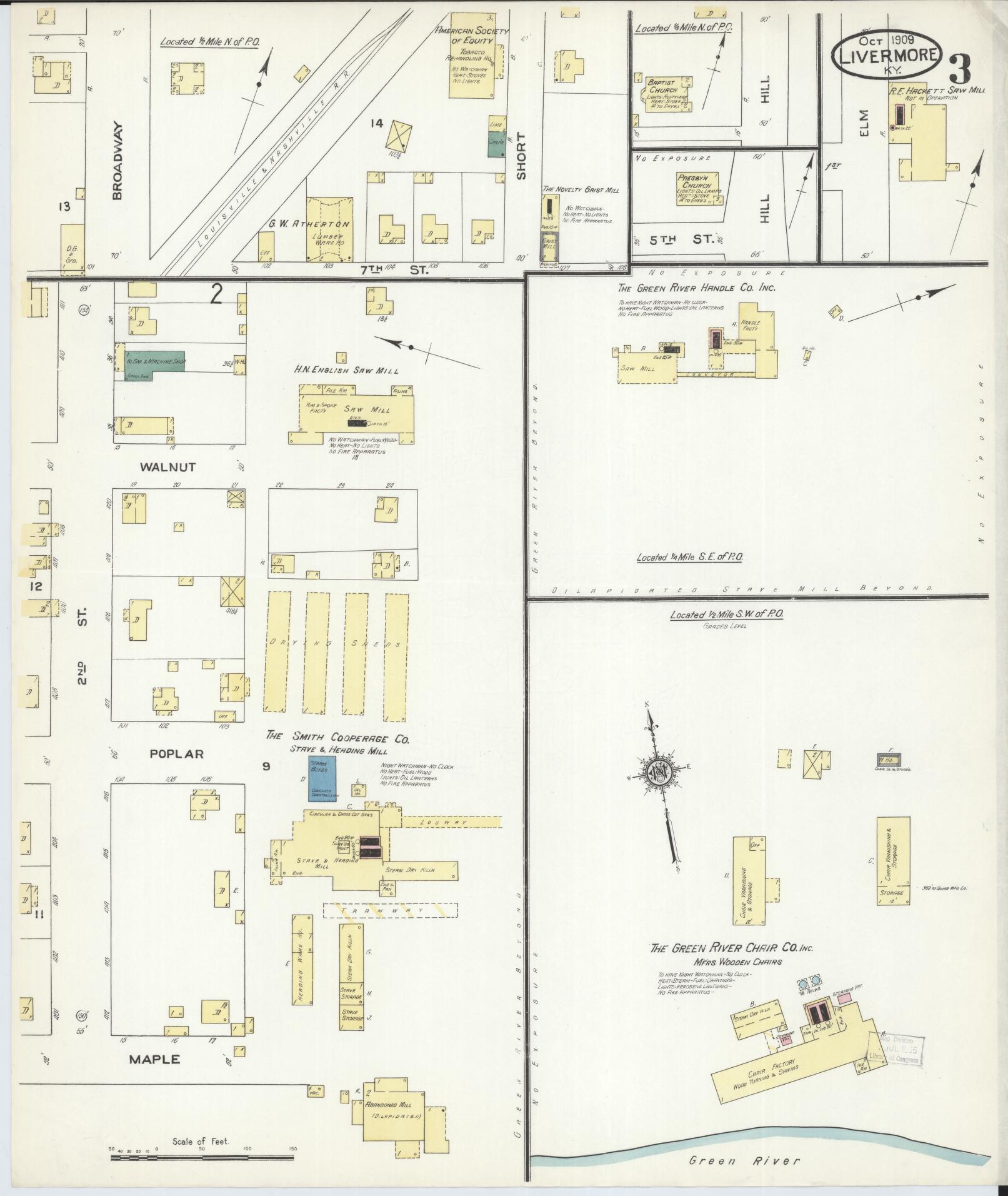 Sanborn Fire Insurance Map from Livermore, Mclean County, Kentucky (1909), Sheet #0003 - Complete Map Set gallery image, historic Sanborn map, vintage wall art, Kentucky Kentucky