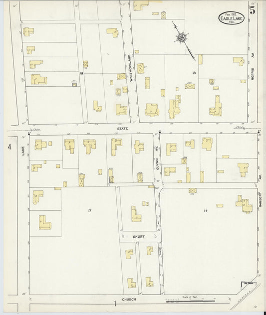 Sanborn Fire Insurance Map from Eagle Lake, Colorado County, Texas (1912), Sheet #0005 - Historic Sanborn Fire Insurance Map Print, vintage old map wall art, antique decor, genealogy gift, Texas Texas map
