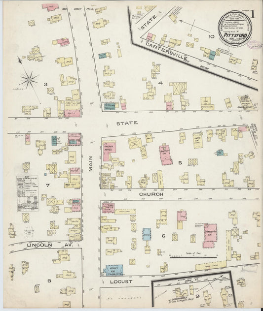 Sanborn Fire Insurance Map from Pittsford, Monroe County, New York (1885), Sheet #0001 - Historic Sanborn Fire Insurance Map Print, vintage old map wall art, antique decor, genealogy gift, New York New York map