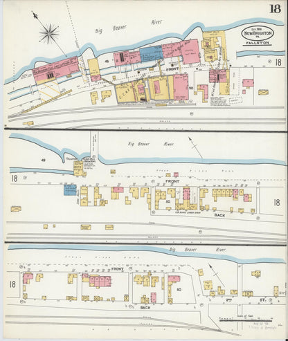 Sanborn Fire Insurance Map from New Brighton, Beaver County, Pennsylvania (1906), Sheet #0018 - Historic Sanborn Fire Insurance Map Print, vintage old map wall art, antique decor, genealogy gift, Pennsylvania Pennsylvania map