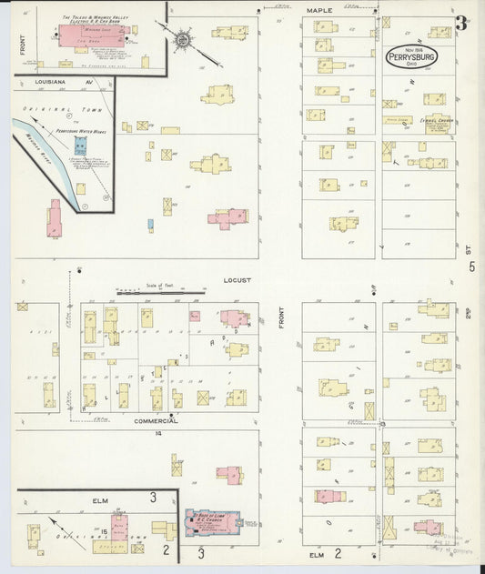 Sanborn Fire Insurance Map from Perrysburg, Wood County, Ohio (1914), Sheet #0003 - Historic Sanborn Fire Insurance Map Print, vintage old map wall art, antique decor, genealogy gift, Ohio Ohio map