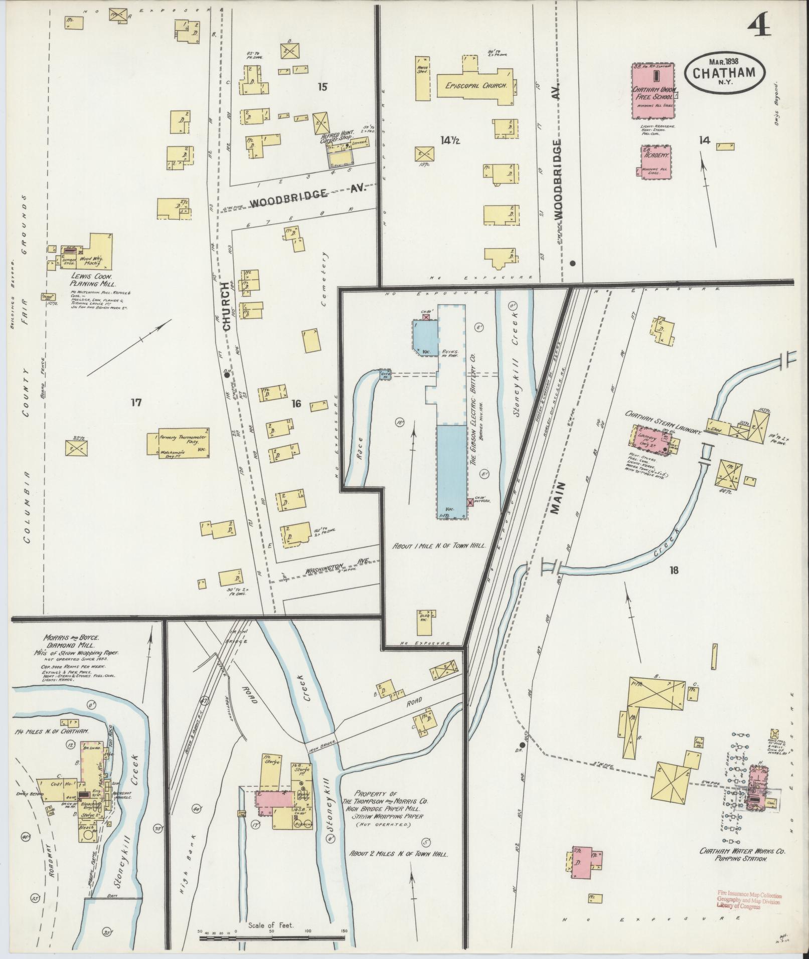 Sanborn Fire Insurance Map from Chatham, Columbia County, New York (1898), Sheet #0004 - Complete Map Set gallery image, historic Sanborn map, vintage wall art, New York New York