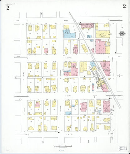 Sanborn Fire Insurance Map from Arcanum, Darke County, Ohio (1951), Sheet #0002 - Historic Sanborn Fire Insurance Map Print, vintage old map wall art, antique decor, genealogy gift, Ohio Ohio map