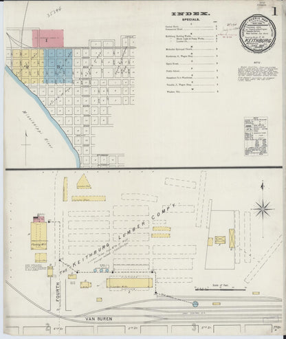 Sanborn Fire Insurance Map from Keithsburg, Mercer County, Illinois (1894), Sheet #0001 - Complete Map Set gallery image, historic Sanborn map, vintage wall art, Illinois Illinois