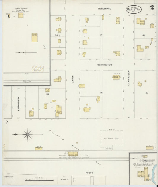 Sanborn Fire Insurance Map from Marietta, Love County, Oklahoma (1898), Sheet #0002 - Historic Sanborn Fire Insurance Map Print, vintage old map wall art, antique decor, genealogy gift, Oklahoma Oklahoma map