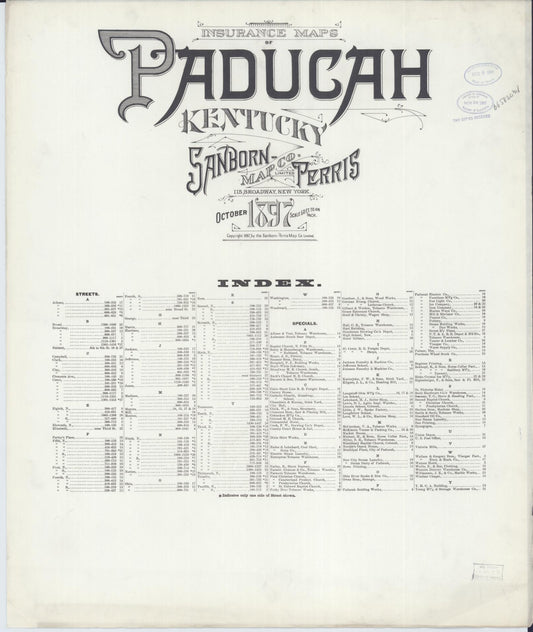 Sanborn Fire Insurance Map from Paducah, Mccraken County, Kentucky. (1897) – Historic Sanborn Fire Insurance Map Print