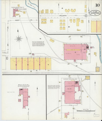 Sanborn Fire Insurance Map from Cedartown, Polk County, Georgia (1905), Sheet #0010 - Complete Map Set gallery image, historic Sanborn map, vintage wall art, Georgia Georgia