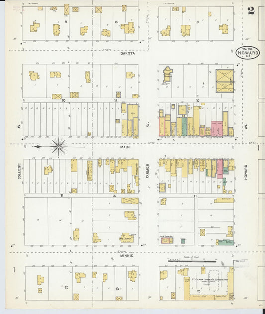 Sanborn Fire Insurance Map from Howard, Miner County, South Dakota (1904), Sheet #0002 - Historic Sanborn Fire Insurance Map Print, vintage old map wall art, antique decor, genealogy gift, South Dakota South Dakota map