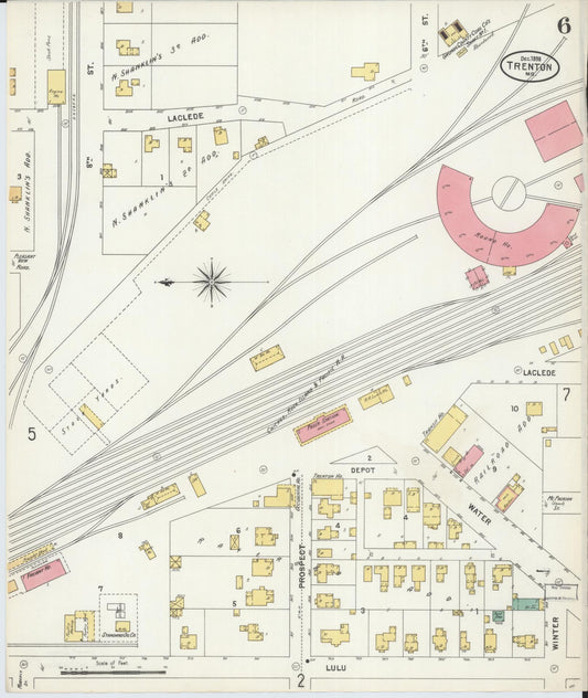 Sanborn Fire Insurance Map from Trenton, Grundy County, Missouri (1898), Sheet #0006 - Historic Sanborn Fire Insurance Map Print, vintage old map wall art, antique decor, genealogy gift, Missouri Missouri map