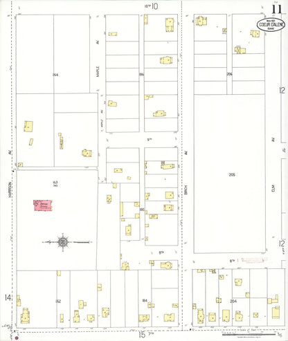 Sanborn Fire Insurance Map from Coeur D'alene, Kootenai County, Idaho (1921), Sheet #0011 - Complete Map Set gallery image, historic Sanborn map, vintage wall art, Idaho Idaho