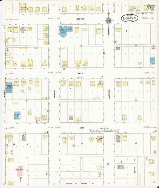 Sanborn Fire Insurance Map from Tucumcari, Quay County, New Mexico (1911), Sheet #0006 - Historic Sanborn Fire Insurance Map Print, vintage old map wall art, antique decor, genealogy gift, New Mexico New Mexico map