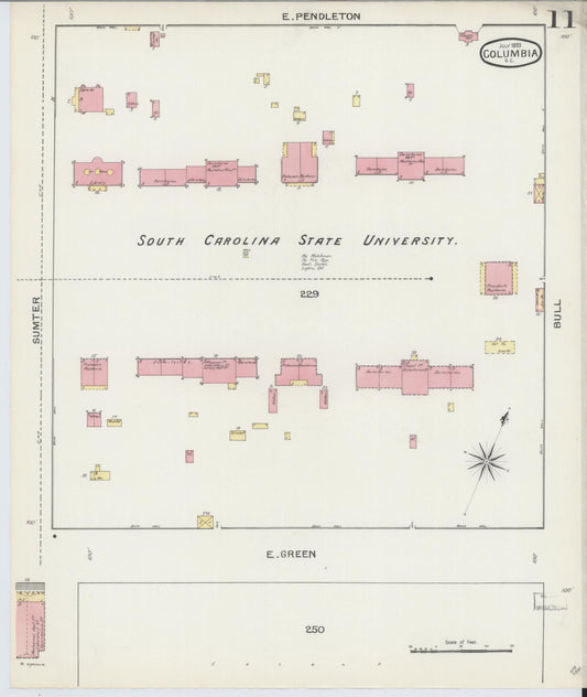 Sanborn Fire Insurance Map from Columbia, Richland County, South Carolina (1893), Sheet #0011 - Historic Sanborn Fire Insurance Map Print, vintage old map wall art, antique decor, genealogy gift, South Carolina South Carolina map