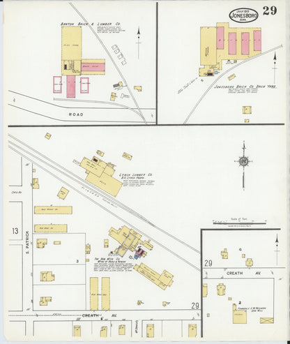 Sanborn Fire Insurance Map from Jonesboro, Craighead County, Arkansas (1919), Sheet #0029 - Complete Map Set gallery image, historic Sanborn map, vintage wall art, Arkansas Arkansas