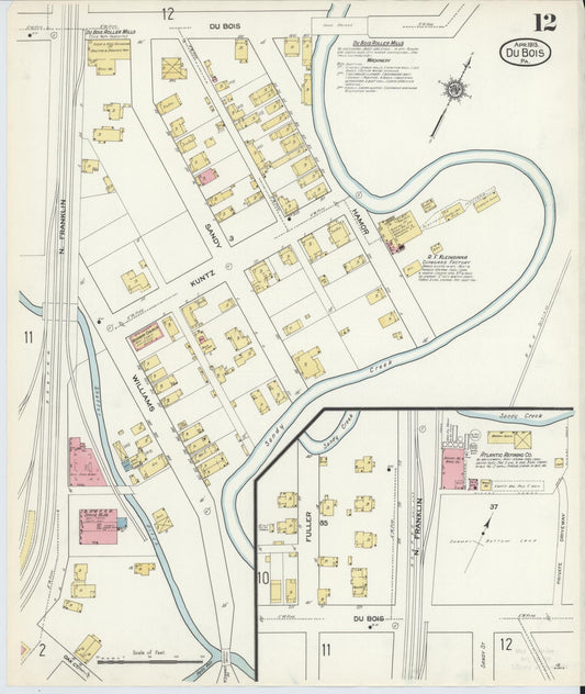 Sanborn Fire Insurance Map from Du Bois, Clearfield County, Pennsylvania (1913), Sheet #0012 - Historic Sanborn Fire Insurance Map Print, vintage old map wall art, antique decor, genealogy gift, Pennsylvania Pennsylvania map