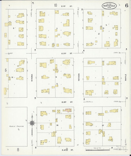Sanborn Fire Insurance Map from Northfield, Rice County, Minnesota (1910), Sheet #0006 - Historic Sanborn Fire Insurance Map Print, vintage old map wall art, antique decor, genealogy gift, Minnesota Minnesota map