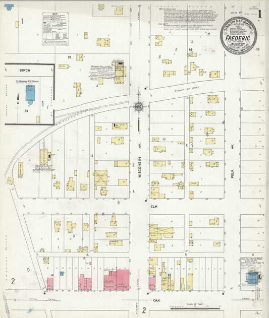Sanborn Fire Insurance Map from Frederic, Polk County, Wisconsin (1911), Sheet #0001 - Complete Map Set gallery image, historic Sanborn map, vintage wall art, Wisconsin Wisconsin
