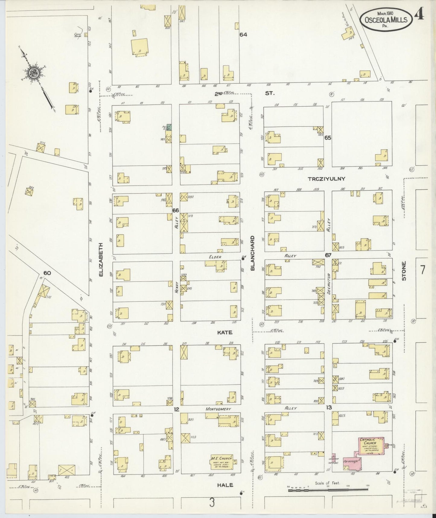 Sanborn Fire Insurance Map from Osceola Mills, Clearfield County, Pennsylvania (1910), Sheet #0004 - Complete Map Set gallery image, historic Sanborn map, vintage wall art, Pennsylvania Pennsylvania