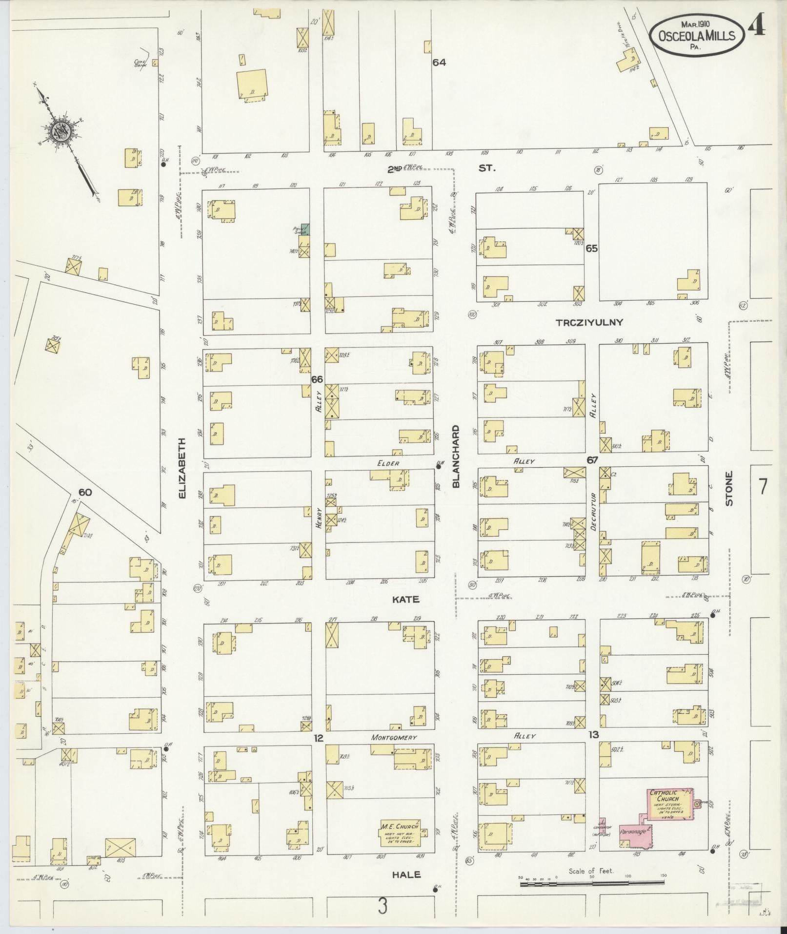 Sanborn Fire Insurance Map from Osceola Mills, Clearfield County, Pennsylvania (1910), Sheet #0004 - Complete Map Set gallery image, historic Sanborn map, vintage wall art, Pennsylvania Pennsylvania