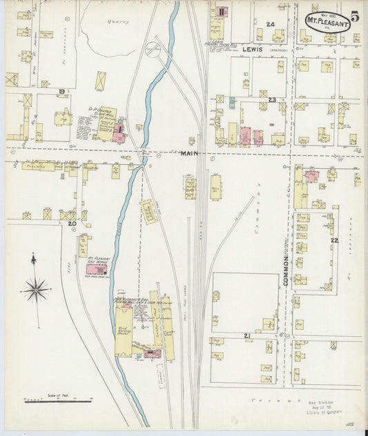Sanborn Fire Insurance Map from Mount Pleasant, Westmoreland County, Pennsylvania (1891), Sheet #0005 - Historic Sanborn Fire Insurance Map Print, vintage old map wall art, antique decor, genealogy gift, Pennsylvania Pennsylvania map