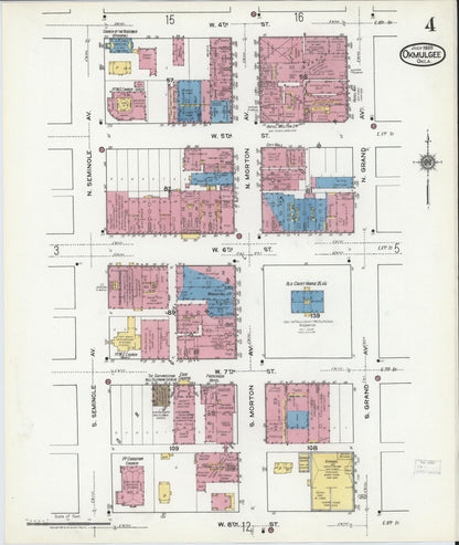 Sanborn Fire Insurance Map from Okmulgee, Okmulgee County, Oklahoma (1920), Sheet #0004 - Complete Map Set gallery image, historic Sanborn map, vintage wall art, Oklahoma Oklahoma