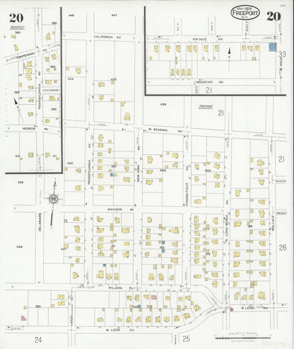 Sanborn Fire Insurance Map from Freeport, Nassau County, New York (1928), Sheet #0020 - Complete Map Set gallery image, historic Sanborn map, vintage wall art, New York New York