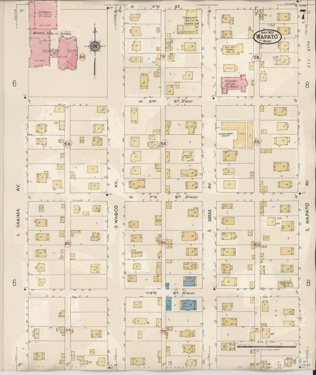 Sanborn Fire Insurance Map from Wapato, Yakima County, Washington (1941), Sheet #0007 - Historic Sanborn Fire Insurance Map Print, vintage old map wall art, antique decor, genealogy gift, Washington Washington map