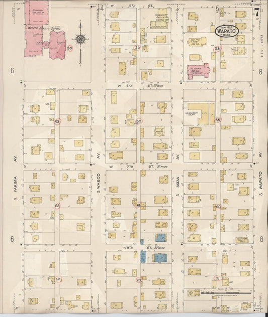 Sanborn Fire Insurance Map from Wapato, Yakima County, Washington (1941), Sheet #0007 - Historic Sanborn Fire Insurance Map Print, vintage old map wall art, antique decor, genealogy gift, Washington Washington map