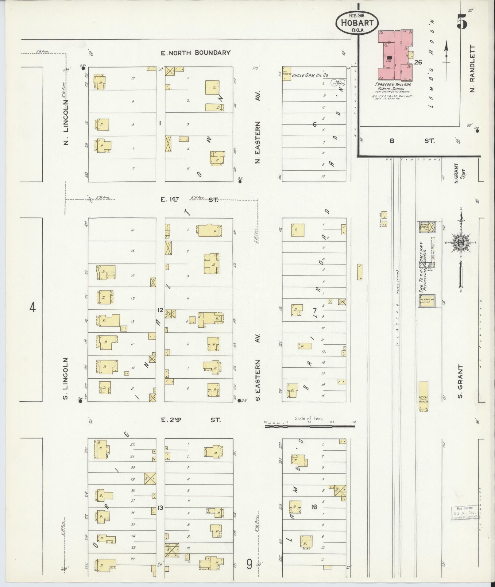 Sanborn Fire Insurance Map from Hobart, Kiowa County, Oklahoma (1916), Sheet #0005 - Complete Map Set gallery image, historic Sanborn map, vintage wall art, Oklahoma Oklahoma