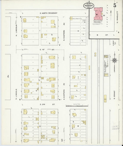Sanborn Fire Insurance Map from Hobart, Kiowa County, Oklahoma (1916), Sheet #0005 - Complete Map Set gallery image, historic Sanborn map, vintage wall art, Oklahoma Oklahoma