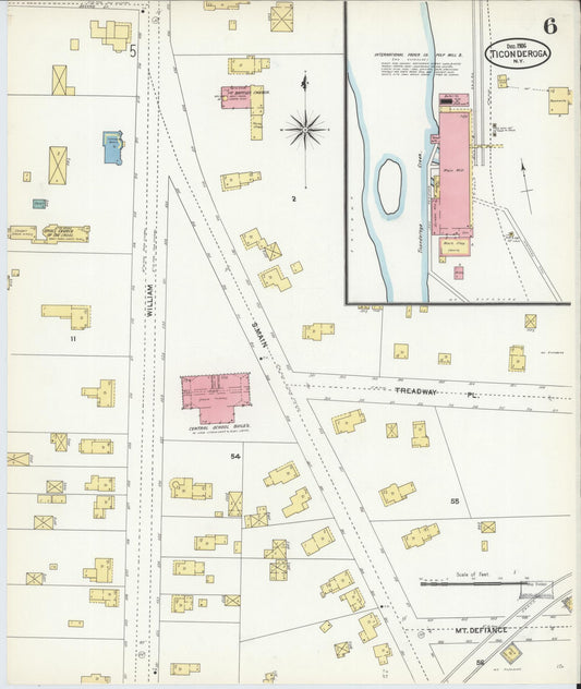 Sanborn Fire Insurance Map from Ticonderoga, Essex County, New York (1906), Sheet #0006 - Historic Sanborn Fire Insurance Map Print, vintage old map wall art, antique decor, genealogy gift, New York New York map