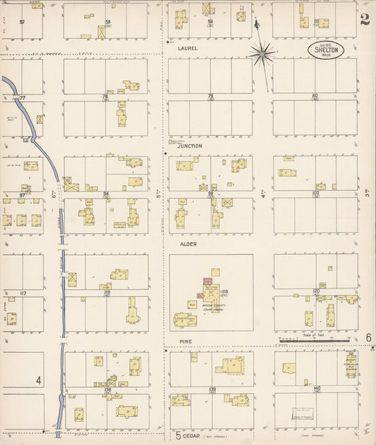 Sanborn Fire Insurance Map from Shelton, Mason County, Washington (1910), Sheet #0002 - Historic Sanborn Fire Insurance Map Print, vintage old map wall art, antique decor, genealogy gift, Washington Washington map