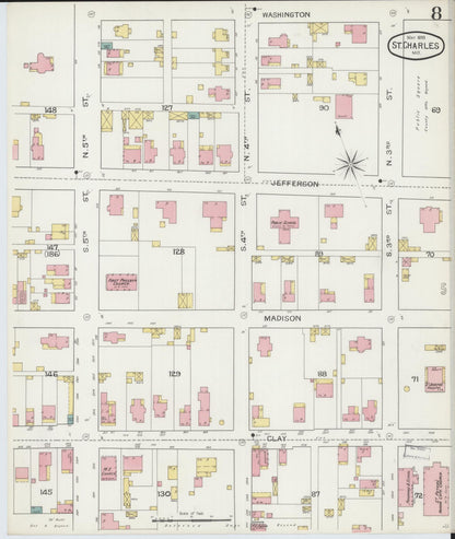Sanborn Fire Insurance Map from Saint Charles, Saint Charles County, Missouri (1893), Sheet #0008 - Complete Map Set gallery image, historic Sanborn map, vintage wall art, Missouri Missouri
