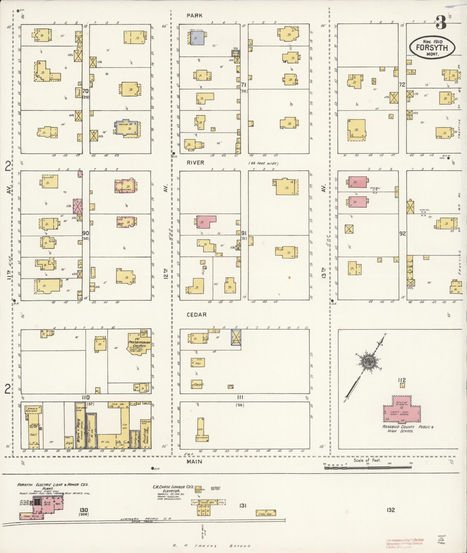 Sanborn Fire Insurance Map from Forsyth, Rosebud County, Montana (1910), Sheet #0003 - Historic Sanborn Fire Insurance Map Print, vintage old map wall art, antique decor, genealogy gift, Montana Montana map