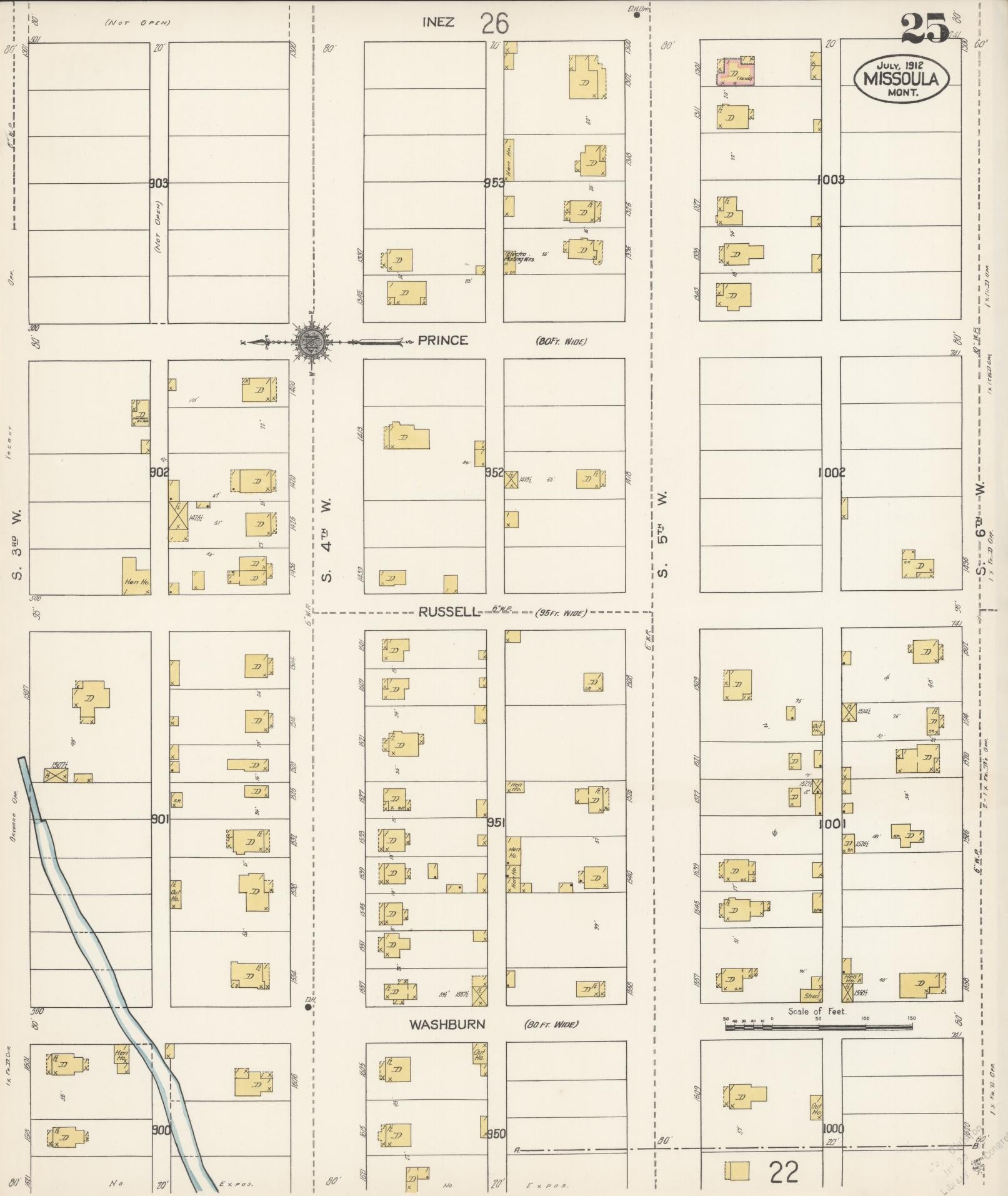Sanborn Fire Insurance Map from Missoula, Missoula County, Montana (1912), Sheet #0025 - Complete Map Set gallery image, historic Sanborn map, vintage wall art, Montana Montana