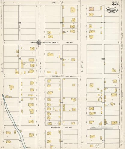 Sanborn Fire Insurance Map from Missoula, Missoula County, Montana (1912), Sheet #0025 - Complete Map Set gallery image, historic Sanborn map, vintage wall art, Montana Montana