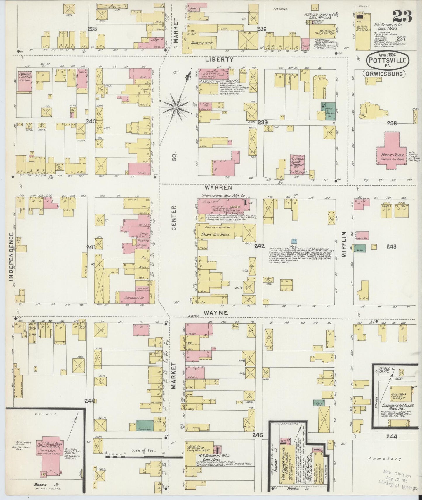 Sanborn Fire Insurance Map from Pottsville, Schuylkill County, Pennsylvania (1895), Sheet #0023 - Complete Map Set gallery image, historic Sanborn map, vintage wall art, Pennsylvania Pennsylvania