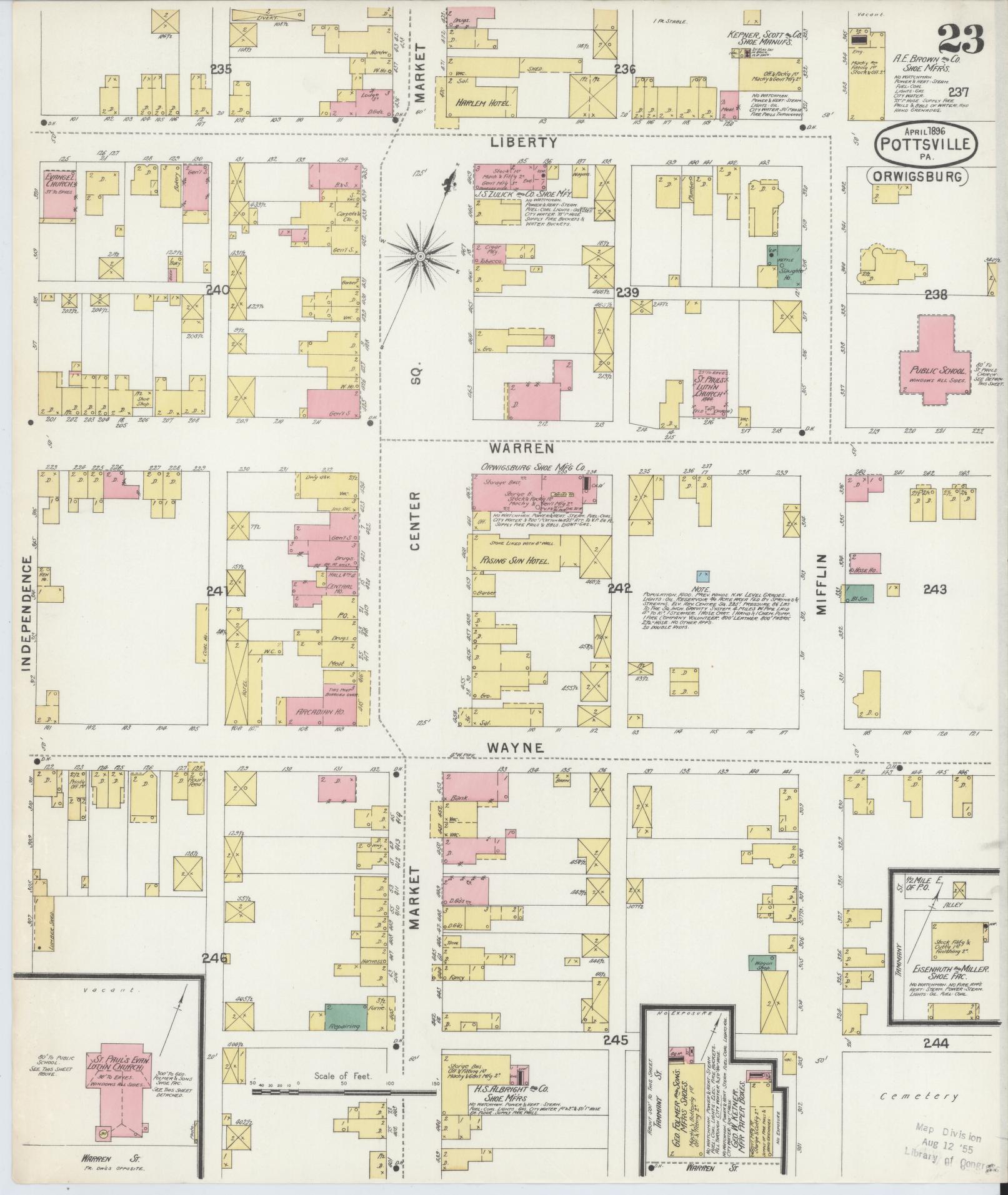 Sanborn Fire Insurance Map from Pottsville, Schuylkill County, Pennsylvania (1895), Sheet #0023 - Complete Map Set gallery image, historic Sanborn map, vintage wall art, Pennsylvania Pennsylvania