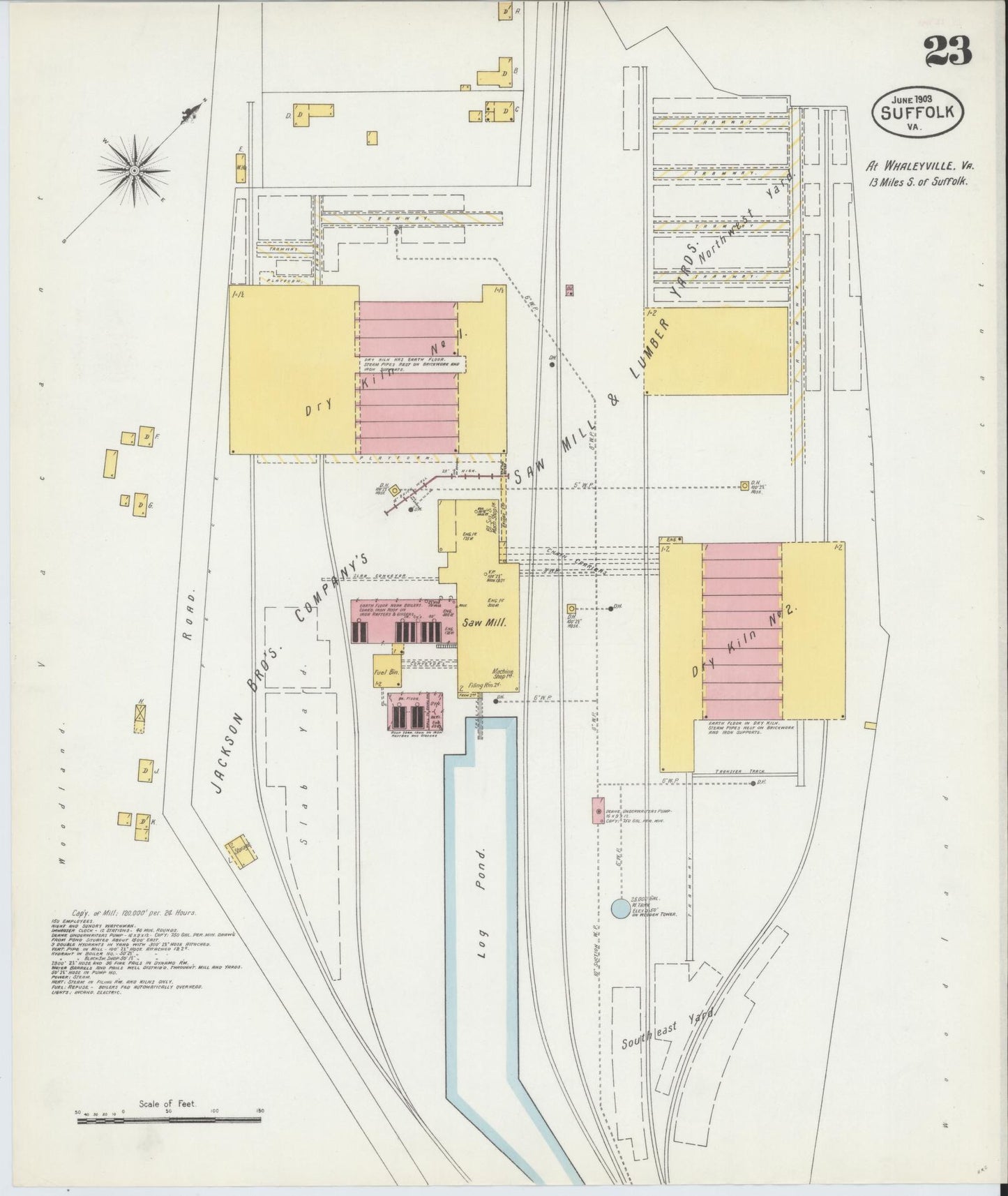 Sanborn Fire Insurance Map from Suffolk, Independent Cities, Virginia (1903), Sheet #0023 - Historic Sanborn Fire Insurance Map Print, vintage old map wall art, antique decor, genealogy gift, Virginia Virginia map
