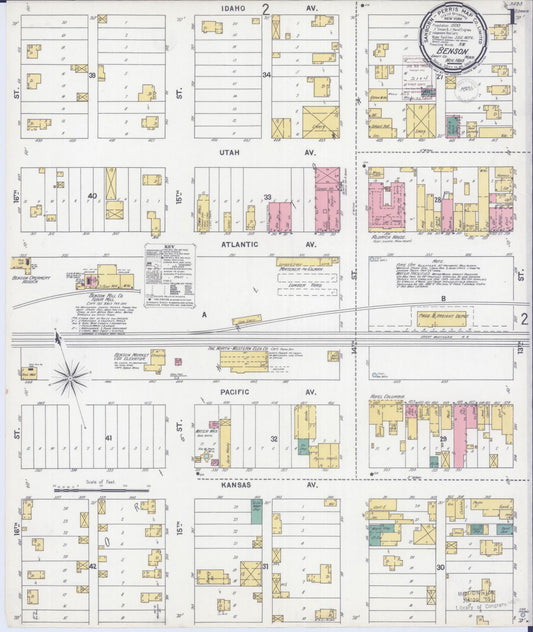 Sanborn Fire Insurance Map from Benson, Swift County, Minnesota (1899), Sheet #0001 - Historic Sanborn Fire Insurance Map Print, vintage old map wall art, antique decor, genealogy gift, Minnesota Minnesota map