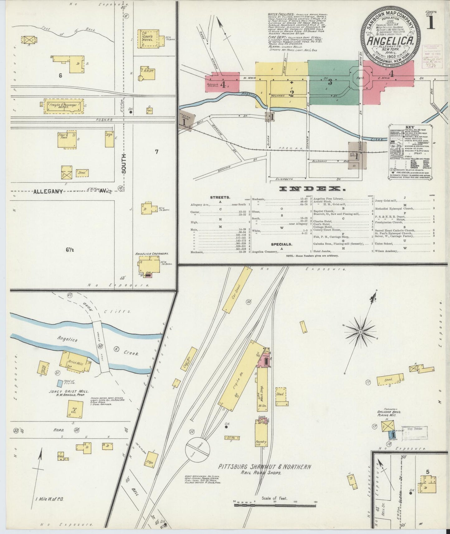 Sanborn Fire Insurance Map from Angelica, Allegany County, New York (1903), Sheet #0001 - Complete Map Set gallery image, historic Sanborn map, vintage wall art, New York New York