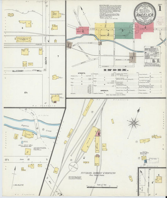 Sanborn Fire Insurance Map from Angelica, Allegany County, New York (1903), Sheet #0001 - Complete Map Set gallery image, historic Sanborn map, vintage wall art, New York New York